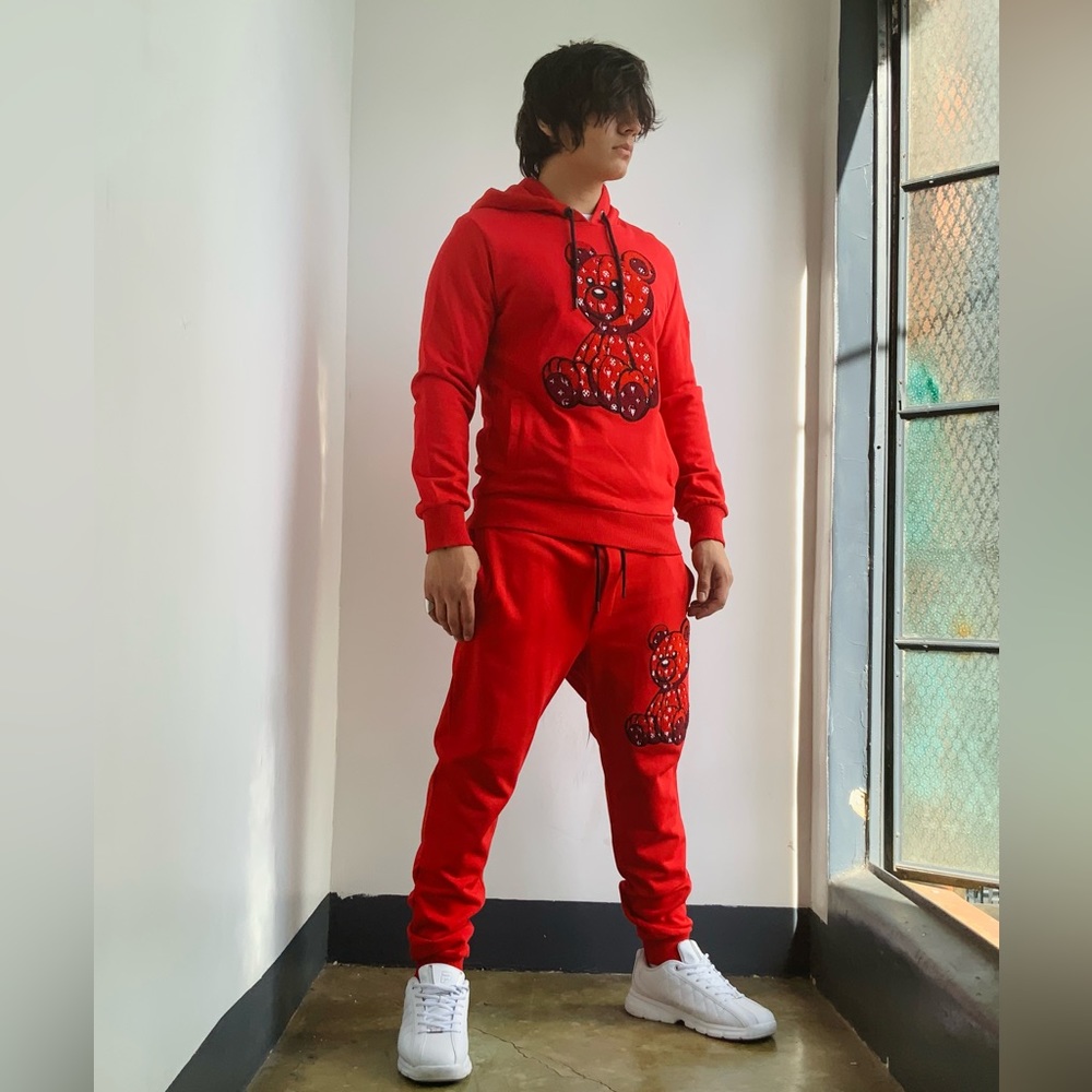 Men’s George V Red Black Hooded Tracksuit